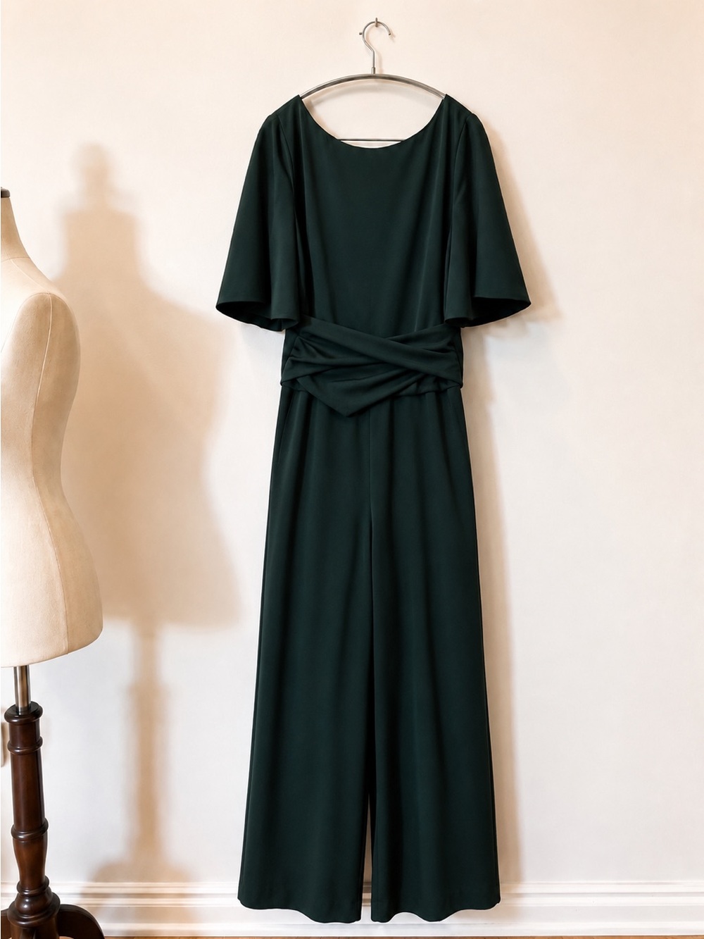 The Fold London Colinton Jumpsuit Dark Green Wool UK 12 / US 8 NWT Career Event